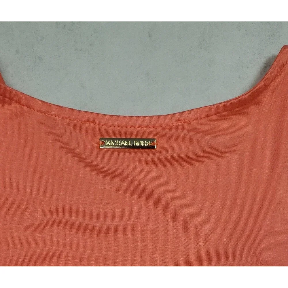 Michael Kors Women's Layered Bottom Blouse Size L Peach Pink Orange